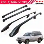 Roof Rack Cross Bars Cargo Carrier for 1998-2006 Toyota Land Cruiser LC100 FJ100, Black and Silver