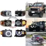 LED Headlight Assembly with Daytime Running Light for Toyota Land Cruiser LC70 LC76 LC79 1984-2024