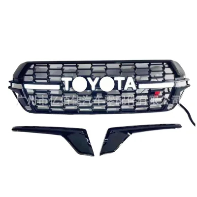 LED Front Bumper Grille with Light Bar for Toyota Land Cruiser FJ200 2016-2021, Matte Black PP Mesh LED Front Bumper Grille with Light Bar for Toyota Land Cruiser FJ200 2016-2021, Matte Black PP Mesh