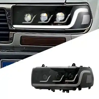 Full LED Headlight Assembly with DRL and Turn Signal for 1990-2002 Toyota Land Cruiser LC80, Clear Lens Replacement Full LED Headlight Assembly with DRL and Turn Signal for 1990-2002 Toyota Land Cruiser LC80, Clear Lens Replacement