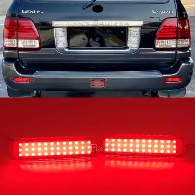 LED Rear Bumper Reflector Lights for 1998-2007 Toyota Land Cruiser LC100 4500 4700 & Lexus LX470, Scanning Drive Brake Sequential Signal
