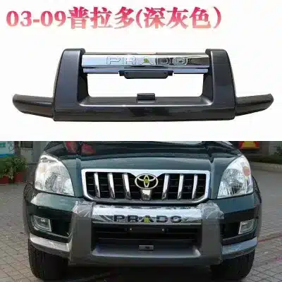 Front Bumper Guard Protector Bull Bar for 2003-2009 Toyota Land Cruiser Prado FJ120, Chrome/Black Trim Finish Front Bumper Guard Protector Bull Bar for 2003-2009 Toyota Land Cruiser Prado FJ120, Chrome/Black Trim Finish