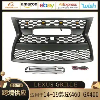 Front Bumper Grille Replacement for 2014-2019 Lexus GX460 GX400, ABS Plastic Upper Mesh Front Bumper Grille Replacement for 2014-2019 Lexus GX460 GX400, ABS Plastic Upper Mesh