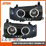 LED Projector Headlights Modification for 1990-1997 Toyota Land Cruiser FJ82 80 Series, Pair (Black/White Housing)