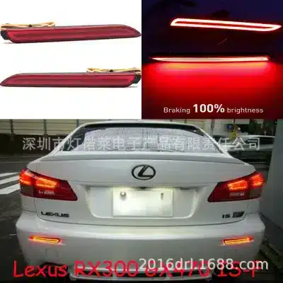 LED Rear Bumper Reflector Brake Fog Light for Lexus RX300 GX470 IS-F, Red Lens LED Tail Light Assembly LED Rear Bumper Reflector Brake Fog Light for Lexus RX300 GX470 IS-F, Red Lens LED Tail Light Assembly