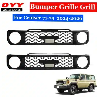 Front Hood Grille Replacement for 2024-2026 Toyota Land Cruiser 70 Series LC71 LC76 LC78 LC79, ABS Black