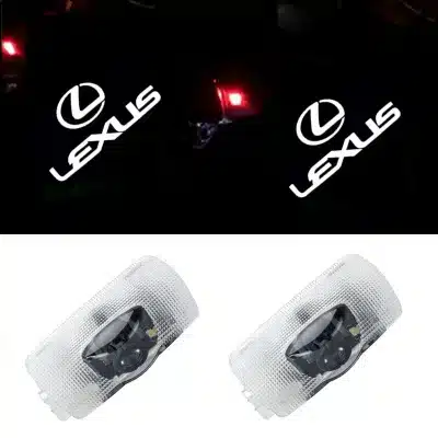 LED Car Door Projector Welcome Lights Shadow Lamp Compatible with Lexus LS RX ES IS LX Models, White/Blue Logo, 2-Pack
