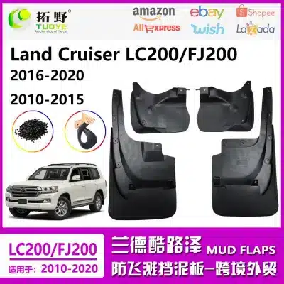 4Pcs Front Rear Mud Flaps Splash Guards for Toyota Land Cruiser LC200 2016-2020, FJ200 2010-2015 Black PP+TPR 4Pcs Front Rear Mud Flaps Splash Guards for Toyota Land Cruiser LC200 2016-2020, FJ200 2010-2015 Black PP+TPR