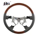 Interior Steering Wheel Peach Wood Style Synthetic Leather Grip for Toyota Land Cruiser FJ100 03-07 / Prado FJ120 03-09