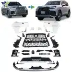 Sports Style Front and Rear Bumper Assembly Kit for 2023-2024 Lexus LX600, Gloss Black/Pearl White Finish