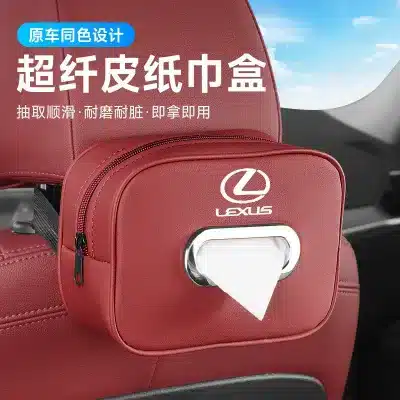 Premium Leather Car Tissue Box & Organizer Seat Hanging Bag for Lexus LX700H LX600 LX570, Mocha Brown Premium Leather Car Tissue Box & Organizer Seat Hanging Bag for Lexus LX700H LX600 LX570, Mocha Brown