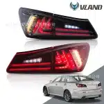 Full LED Tail Lights Assembly for 2006-2015 Lexus IS250 IS350 IS-F, Smoked Red Lens Rear Brake Lamps