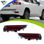 Rear Bumper Brake Light Tail Lamp Reflector Pair for Toyota Land Cruiser LC300 2021-2024, Red Lens