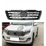 Front Upper Grille Matte Black Mesh Replacement for 2014-2017 Toyota Land Cruiser Prado FJ150