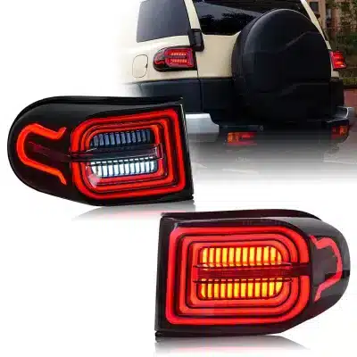 LED Tail Light Assembly for 2007-2020 Toyota FJ Cruiser, Sequental Sequential Turn Signal Streamer Rear Lamp, Smoked Lens LED Tail Light Assembly for 2007-2020 Toyota FJ Cruiser, Sequental Sequential Turn Signal Streamer Rear Lamp, Smoked Lens