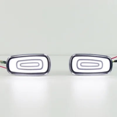 LED Side Marker Fender Light with Turn Signal for 2003-2009 Toyota Land Cruiser Prado LC120, White Halo, Pair