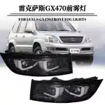 LED Front Fog Light Assembly with DRL and Turn Signal for 2003-2009 Lexus GX470 & Toyota Land Cruiser Prado