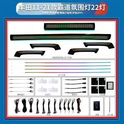 Multi-Color Dynamic RGB Ambient Interior Lighting Kit for 2024-2025 Toyota Prado LC250, 26-Light Streamer Effect Multi-Color Dynamic RGB Ambient Interior Lighting Kit for 2024-2025 Toyota Prado LC250, 26-Light Streamer Effect