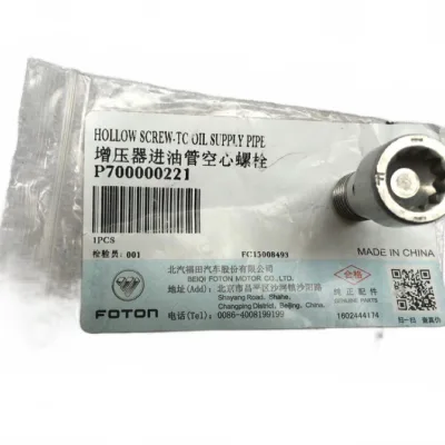 BAIC Turbocharger Lubrication Oil Pipe Bolt for BJ4G20T 2.0T Engine (FS1118351-0009-001) BAIC Turbocharger Lubrication Oil Pipe Bolt for BJ4G20T 2.0T Engine (FS1118351-0009-001)