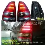 LED Rear Tail Lights Assemblies for 2003-2008 Toyota Land Cruiser Prado FJ120, Red/Clear Lens Replacement