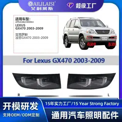 LED Projector Fog Light Assembly with DRL & Turn Signal for Lexus GX470 2003-2009, 6000K White 6000LM, Pair