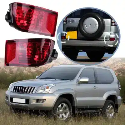 Rear Bumper Fog Light Housing Pair for 2003-2009 Toyota Prado FJ120 LC120 and 4Runner, Clear/White Modified Lens Replacement Rear Bumper Fog Light Housing Pair for 2003-2009 Toyota Prado FJ120 LC120 and 4Runner, Clear/White Modified Lens Replacement