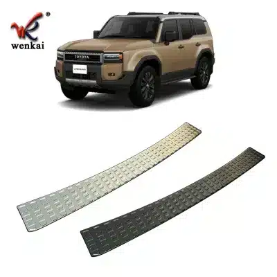 Rear Bumper Outer Guard Plate for 2024 Toyota Prado Land Cruiser LC250, Carbon Fiber Style 304 Stainless Steel Scuff Plate Rear Bumper Outer Guard Plate for 2024 Toyota Prado Land Cruiser LC250, Carbon Fiber Style 304 Stainless Steel Scuff Plate