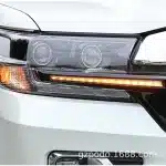 LED Front Headlight Trim Sequential Streamer Turn Signal DRL for 2016-2020 Toyota Land Cruiser LC200, Black/Chrome Finish