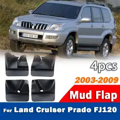 4Pcs Front and Rear Mud Flaps Splash Guards for Toyota Land Cruiser Prado FJ120 2003-2009, TPE+PP Material 4Pcs Front and Rear Mud Flaps Splash Guards for Toyota Land Cruiser Prado FJ120 2003-2009, TPE+PP Material