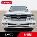 Hood Bug Deflector with Amber LED Marker Lights for Lexus LX470, Gloss Black Front Stone Guard Shield