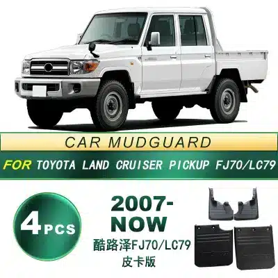 4Pcs Front & Rear Mud Flaps Set for 2007-Now Toyota Land Cruiser Pickup LC79 FJ70, Soft PP Mudguards Splash Guards 4Pcs Front & Rear Mud Flaps Set for 2007-Now Toyota Land Cruiser Pickup LC79 FJ70, Soft PP Mudguards Splash Guards