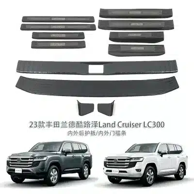 Rear Bumper Inner and Outer Door Sill Guard Protector Strips for 2023 Toyota Land Cruiser LC300, Black ABS Rear Bumper Inner and Outer Door Sill Guard Protector Strips for 2023 Toyota Land Cruiser LC300, Black ABS