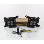 LED Daytime Running Lights for 2012-2015 Toyota Land Cruiser LC200 Front Fog Lamp Bezels, Dual-Color White DRL and Amber Turn Signal