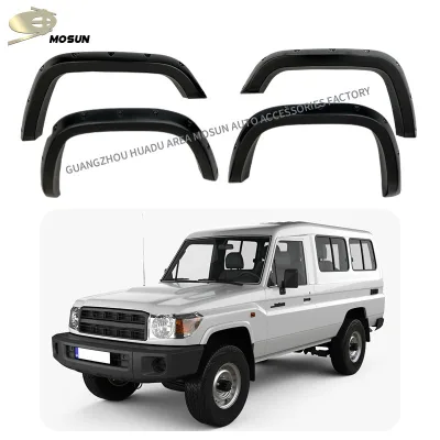 Matte Black Pocket Style Fender Flares with Riveted Accents for Toyota Land Cruiser LC70 LC78, ABS Plastic Wheel Arches Matte Black Pocket Style Fender Flares with Riveted Accents for Toyota Land Cruiser LC70 LC78, ABS Plastic Wheel Arches
