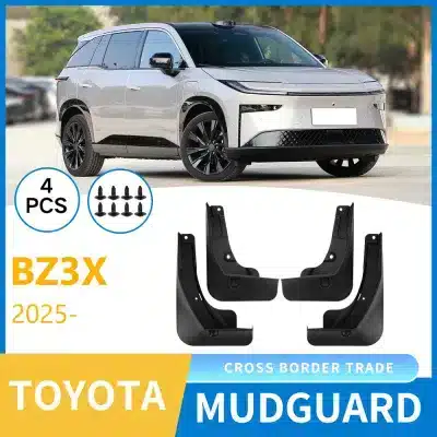 4Pcs Front and Rear Mud Flaps Splash Guards for 2025 Toyota Bozhi BZ3X, Soft Plastic Exterior Mudguards 4Pcs Front and Rear Mud Flaps Splash Guards for 2025 Toyota Bozhi BZ3X, Soft Plastic Exterior Mudguards