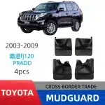 4Pcs Front and Rear Mud Guards Flaps Set for 2003-2009 Toyota Land Cruiser Prado FJ120, TPE+PP Replacement