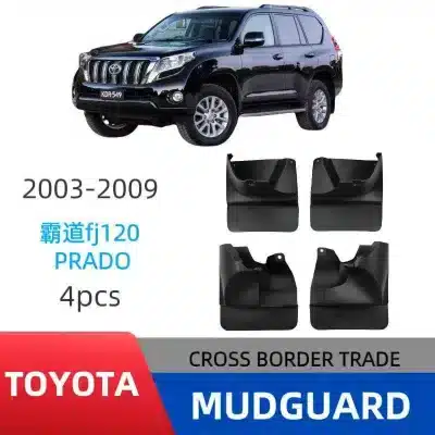 4Pcs Front and Rear Mud Guards Flaps Set for 2003-2009 Toyota Land Cruiser Prado FJ120, TPE+PP Replacement 4Pcs Front and Rear Mud Guards Flaps Set for 2003-2009 Toyota Land Cruiser Prado FJ120, TPE+PP Replacement