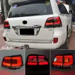 LED Tail Light Assembly for 2008-2015 Toyota Land Cruiser LC200, Smoked Lens with Sequential Turn Signal, Pair