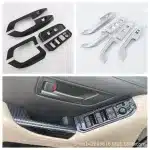 Carbon Fiber Style Window Switch Panel Trim for 2023 Toyota Land Cruiser LC300 Armrest Decorative Cover 4pcs