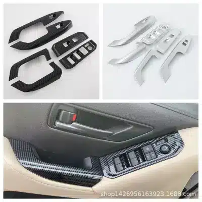 Carbon Fiber Style Window Switch Panel Trim for 2023 Toyota Land Cruiser LC300 Armrest Decorative Cover 4pcs Carbon Fiber Style Window Switch Panel Trim for 2023 Toyota Land Cruiser LC300 Armrest Decorative Cover 4pcs