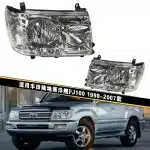 Front Headlight Housing Lens Shell for 1998-2007 Toyota Land Cruiser FJ100, LH/RH Driver Side Passenger Side Replacement