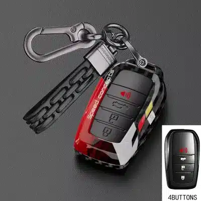 Carbon Fiber Blue Remote Key Fob Cover with Woven Lanyard for 2023 Toyota Land Cruiser LC300