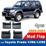 Mud Flaps Splash Guards Front & Rear Set for Toyota Land Cruiser Prado FJ90 LC95 1995-2003, TPE+PP Black