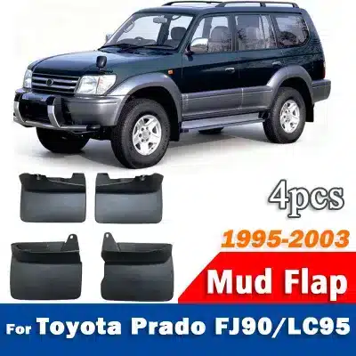Mud Flaps Splash Guards Front & Rear Set for Toyota Land Cruiser Prado FJ90 LC95 1995-2003, TPE+PP Black Mud Flaps Splash Guards Front & Rear Set for Toyota Land Cruiser Prado FJ90 LC95 1995-2003, TPE+PP Black