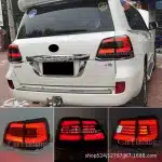 Full LED Tail Lights Assembly for 2008-2015 Toyota Land Cruiser LC200, Smoked Lens with Sequential Turn Signal