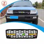 Front Bumper Grille with LED Lights GR Style Black for Toyota Land Cruiser LC100 1998-2007