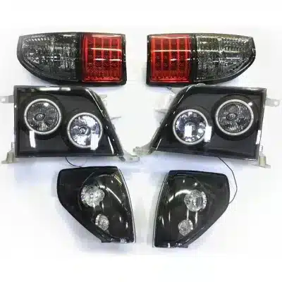 Full Exterior Lighting Set for Toyota Land Cruiser Prado LC90 2700 3400 1996-2002, Headlights Corner Lamps & Tail Lights Kit, Black Housing Full Exterior Lighting Set for Toyota Land Cruiser Prado LC90 2700 3400 1996-2002, Headlights Corner Lamps & Tail Lights Kit, Black Housing