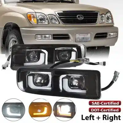 LED Front Fog Light Assembly with DRL and Turn Signal for 1998-2007 Lexus LX470, Aviation Aluminum Housing, 6000LM LED Front Fog Light Assembly with DRL and Turn Signal for 1998-2007 Lexus LX470, Aviation Aluminum Housing, 6000LM
