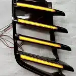 LED Daytime Running Lights with Sequential Turn Signal for Toyota Land Cruiser LC300 2022-2023, Front Grille Fog Lamp Bezels