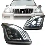 HCMOTIONZ LED Headlight Assembly for 2003-2009 Toyota Prado FJ120, Front Left & Right Housing Replacement